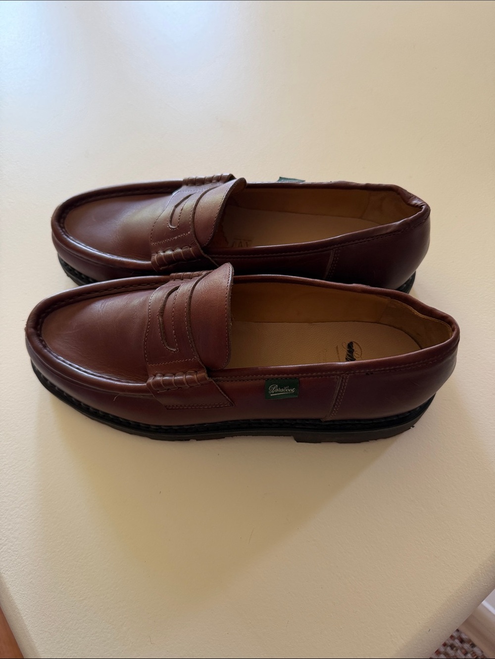 Paraboot Men’s Brown Leather Penny Loafers Sz 9.5.  New. Box28